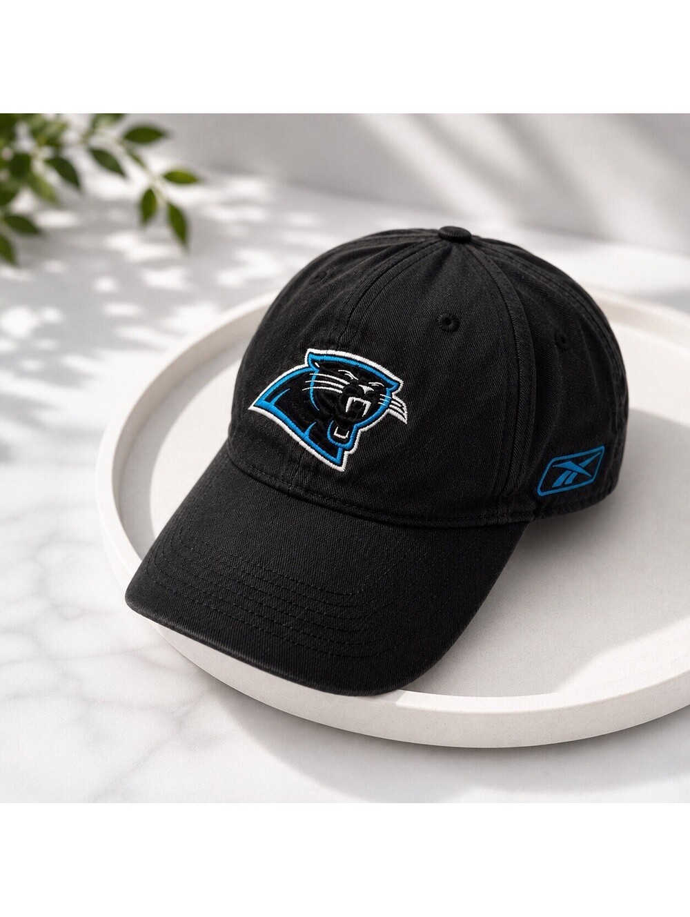 Vintage Carolina Panthers Reebok Hat Cap Black Y2K NFL Strapback Loop EUC